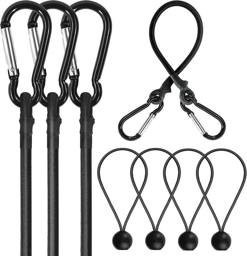 Digank Bungee Cords with Hooks & Ball Bungees, 18" & 8" for Float Trips, Kayak, Tube, Camping, Outdoor Storage – Heavy Duty, 78 lbs Load - Image 1